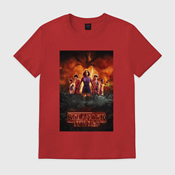 Футболка хлопковая мужская Очень странные дела, персонажи, цвет: красный
