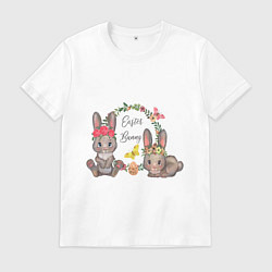 Футболка хлопковая мужская EASTER BUNNIES, цвет: белый