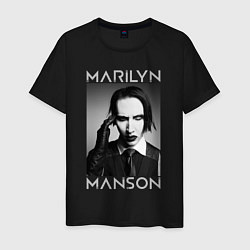 Футболка хлопковая мужская Marilyn Manson фото, цвет: черный