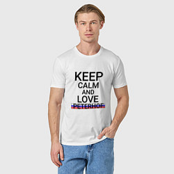 Футболка хлопковая мужская Keep calm Peterhof Петергоф, цвет: белый — фото 2