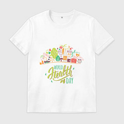 Футболка хлопковая мужская WORLD HEALTH DAY, цвет: белый