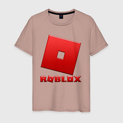 Футболка хлопковая мужская ROBLOX логотип красный градиент, цвет: пыльно-розовый