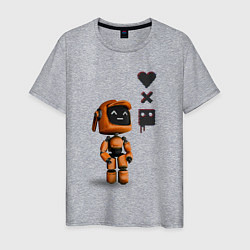 Футболка хлопковая мужская Оранжевый робот с логотипом LDR, цвет: меланж