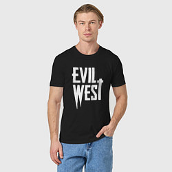 Футболка хлопковая мужская Evil west logo, цвет: черный — фото 2