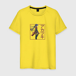 Футболка хлопковая мужская Опасная Акацуки Log Horizon, цвет: желтый