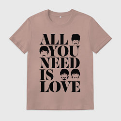 Футболка хлопковая мужская ALL YOU NEED IS LOVE THE BEATLES, цвет: пыльно-розовый