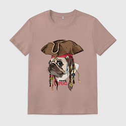 Мужская футболка МОПС ПИРАТ СОБАКА В ШЛЯПЕ