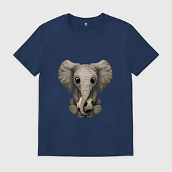 Футболка хлопковая мужская Слон Футболист, цвет: тёмно-синий