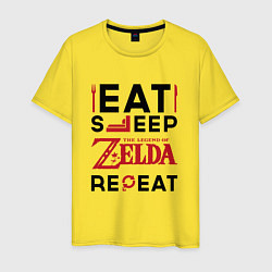 Футболка хлопковая мужская Надпись: Eat Sleep Zelda Repeat, цвет: желтый