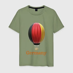 Футболка хлопковая мужская 3d aerostat German flag, цвет: авокадо