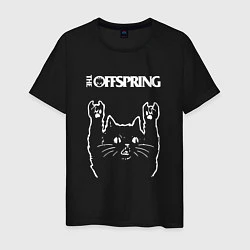 Футболка хлопковая мужская The Offspring Рок кот, цвет: черный
