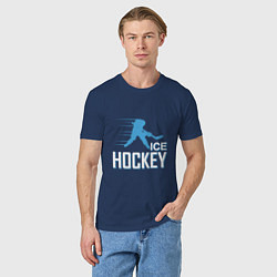 Футболка хлопковая мужская Хоккей Силуэт спортсмена, цвет: тёмно-синий — фото 2