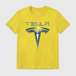 Мужская футболка Tesla Logo Тесла Логотип Карбон