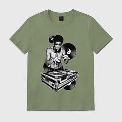 Футболка хлопковая мужская Bruce Lee - Vinyl Dj, цвет: авокадо