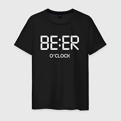 Футболка хлопковая мужская Beer oclock Пивной час, цвет: черный
