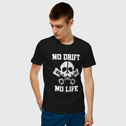 Футболка хлопковая мужская No Drift No Life, цвет: черный — фото 2