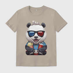 Мужская футболка Прикольный панда с попкорном и колой