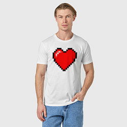 Футболка хлопковая мужская Пиксельное сердце-здоровье - Красный, цвет: белый — фото 2