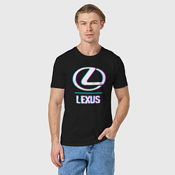 Футболка хлопковая мужская Значок Lexus в стиле glitch, цвет: черный — фото 2