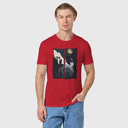 Футболка хлопковая мужская Оранжевая луна и дикий альпинизм, цвет: красный — фото 2