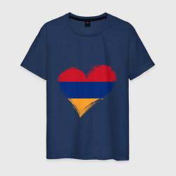 Футболка хлопковая мужская Сердце - Армения, цвет: тёмно-синий