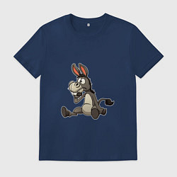 Футболка хлопковая мужская Задумчивый осел, цвет: тёмно-синий