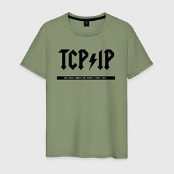 Футболка хлопковая мужская TCPIP Connecting people since 1972, цвет: авокадо