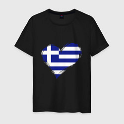 Футболка хлопковая мужская Сердце - Греция, цвет: черный