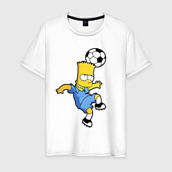 Футболка хлопковая мужская Барт Симпсон - игра головой!, цвет: белый