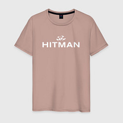 Футболка хлопковая мужская Hitman - лого, цвет: пыльно-розовый
