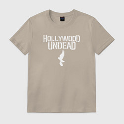 Футболка хлопковая мужская Hollywood Undead - logo, цвет: миндальный