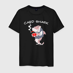 Футболка хлопковая мужская Карточная акула с сигарой, цвет: черный
