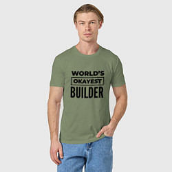 Футболка хлопковая мужская The worlds okayest builder, цвет: авокадо — фото 2