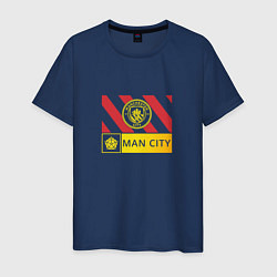 Футболка хлопковая мужская Manchester City - Stripe 202223, цвет: тёмно-синий