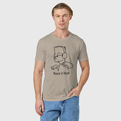 Футболка хлопковая мужская Bart Simpson - Rock n Roll, цвет: миндальный — фото 2