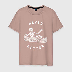 Футболка хлопковая мужская Never better art, цвет: пыльно-розовый