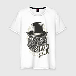Футболка хлопковая мужская Steam owl, цвет: белый