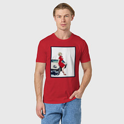 Футболка хлопковая мужская Автоледи рисунок, цвет: красный — фото 2
