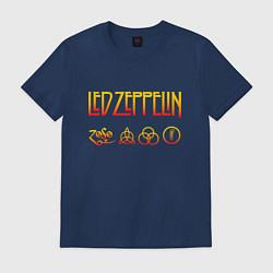 Футболка хлопковая мужская Led Zeppelin - logotype, цвет: тёмно-синий