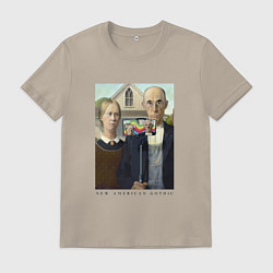 Мужская футболка Новая американская готика - селфи с масками
