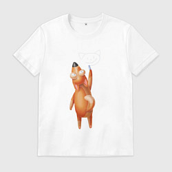 Футболка хлопковая мужская Рыжая собачка пишет мелом, цвет: белый