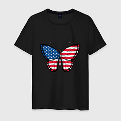 Футболка хлопковая мужская Бабочка - США, цвет: черный