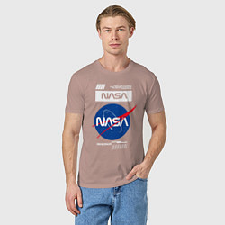 Футболка хлопковая мужская Nasa - Logo, цвет: пыльно-розовый — фото 2