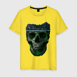 Футболка хлопковая мужская Череп-остров, цвет: желтый