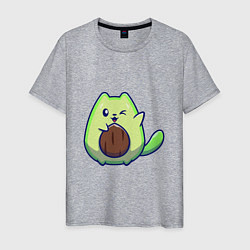 Футболка хлопковая мужская Avocado green cat, цвет: меланж