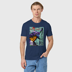 Футболка хлопковая мужская EVA 01 Poster - Evangelion, цвет: тёмно-синий — фото 2