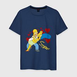 Футболка хлопковая мужская Гомер и Мардж Симпсон, цвет: тёмно-синий