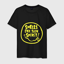 Футболка хлопковая мужская Smells like teen spirit quote, цвет: черный