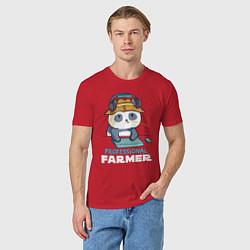 Футболка хлопковая мужская Professional Farmer - панда геймер, цвет: красный — фото 2