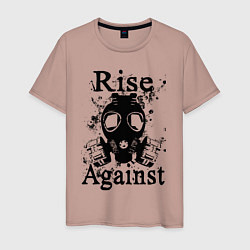 Футболка хлопковая мужская Rise Against rock, цвет: пыльно-розовый